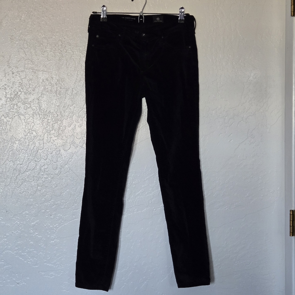 AG Black Super Skinny Velvey Pants Sz 27